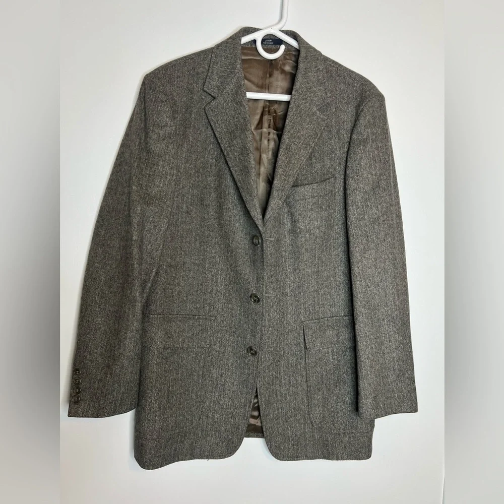J.Crew Wool Blazer Men’s 39R Tweed / Herringbone Sports Coat Jacket In Brown - Picture 11 of 13
